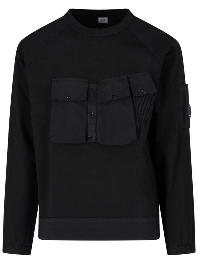 Lens Wappen Pocket Sweatshirt Black - CP COMPANY - BALAAN 1