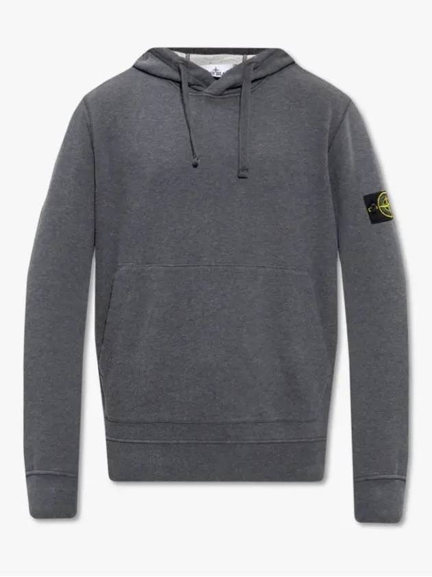 Wappen Patch Cotton Fleece Hoodie Dark Grey - STONE ISLAND - BALAAN 3