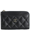 CH Classic Caviar Zipper Holder Wallet Black Gold CH41WT012 - CHANEL - BALAAN 1