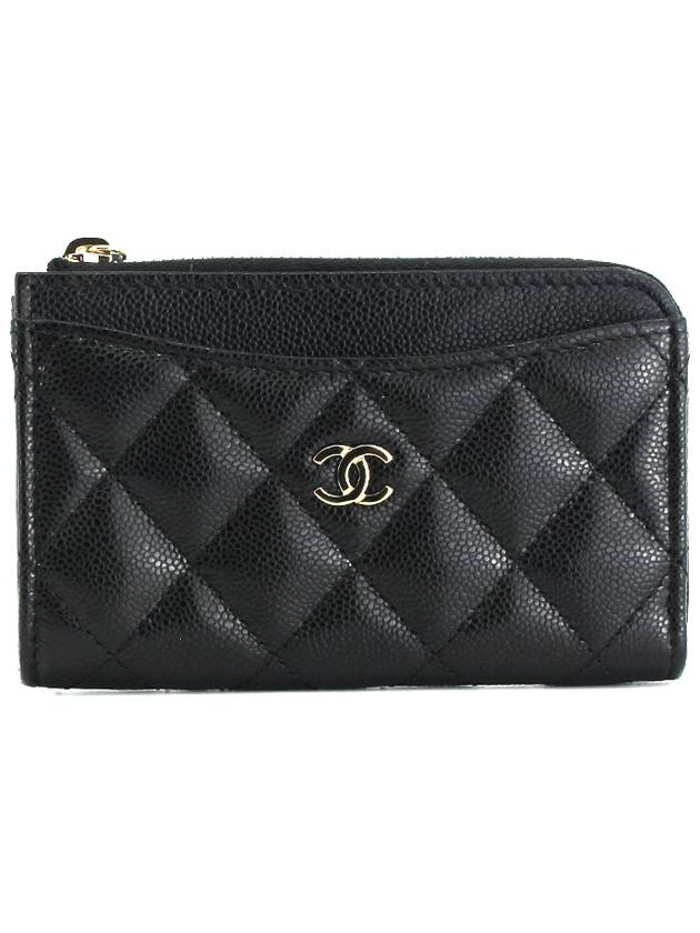 CH Classic Caviar Zipper Holder Wallet Black Gold CH41WT012 - CHANEL - BALAAN 1