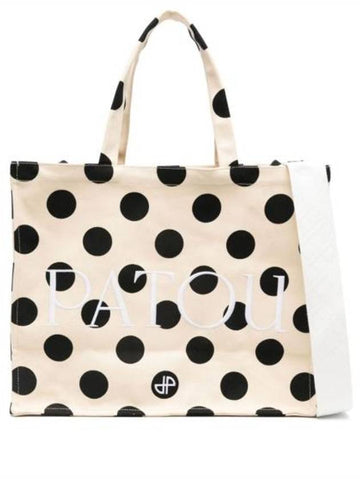 Polka Dot Print Large Tote Bag Beige - PATOU - BALAAN 1