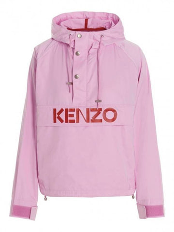 Logo Poly Anorak Hooded Top Pink - KENZO - BALAAN 1