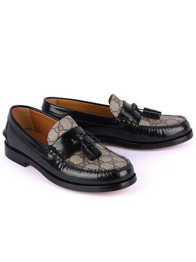 Tassel GG Supreme Canvas Leather Loafers Black - GUCCI - BALAAN 2