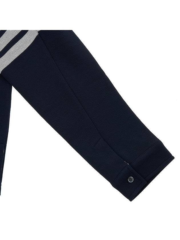 Double Face Cotton Knit 4 Bar Button Shirt Jacket Navy - THOM BROWNE - BALAAN 7