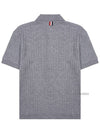 RWB Button Ribbed Polo Wool Knit Top Grey - THOM BROWNE - BALAAN 3