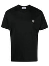 Logo Patch Short Sleeves T-Shirt Black - STONE ISLAND - BALAAN 2