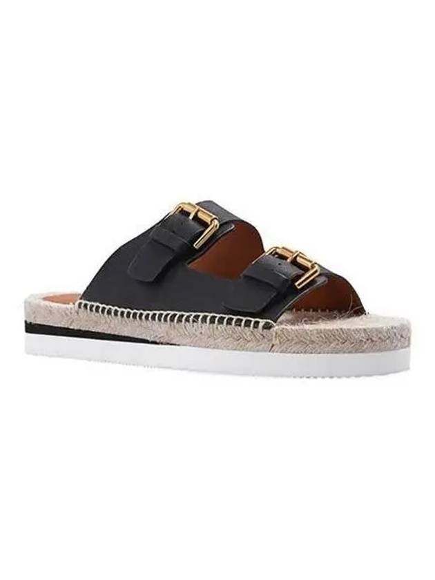 Seaby Sandals Women s Leather Strap Platform Black - CHLOE - BALAAN 1