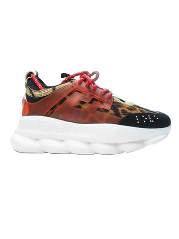 Leopard Chain Reaction Low Top Sneakers - VERSACE - BALAAN 1