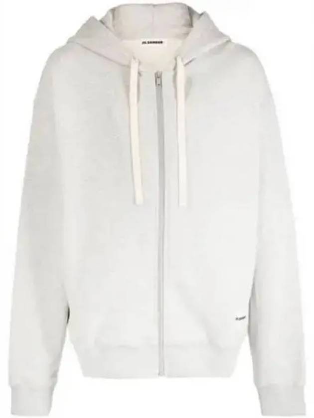 Logo Patch Cotton Zip-up Hoodie Light Grey - JIL SANDER - BALAAN 2