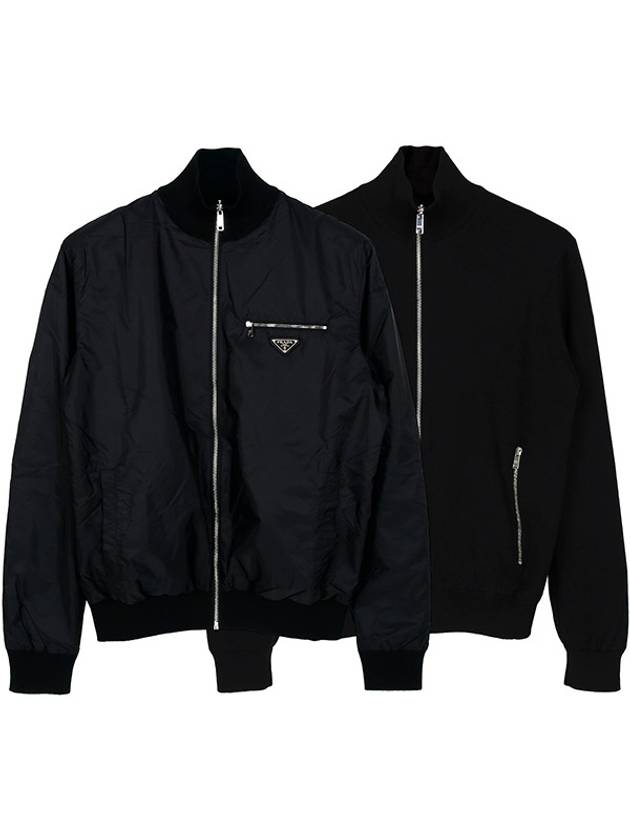 Reversible Wool Nylon Bomber Jacket Black - PRADA - BALAAN 2