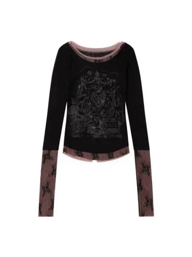 Triple Lace Layered Long Sleeve T ShirtSC24A215BK Black - SCULPTOR - BALAAN 1