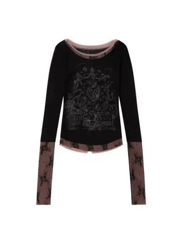 Triple Lace Layered Long Sleeve T ShirtSC24A215BK Black - SCULPTOR - BALAAN 1