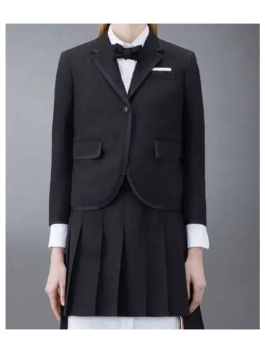 Women's Slim Fit Wool Fresco Sports Single Coat Black - THOM BROWNE - BALAAN 1