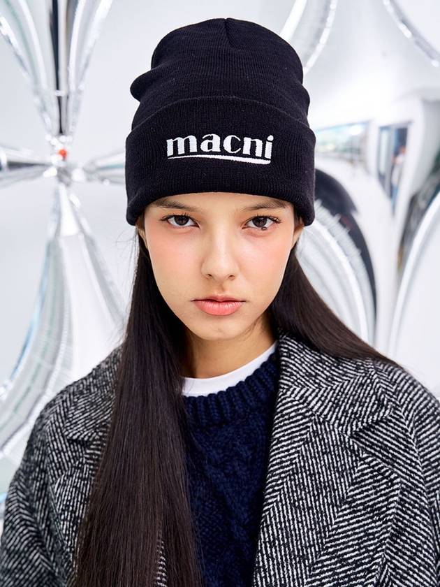 LOGO KNIT BEANIE BLACK - MACNI - BALAAN 2