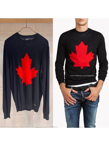 Men's Maple Cotton Knit Black Knit Top 74HA0651 - DSQUARED2 - BALAAN 1