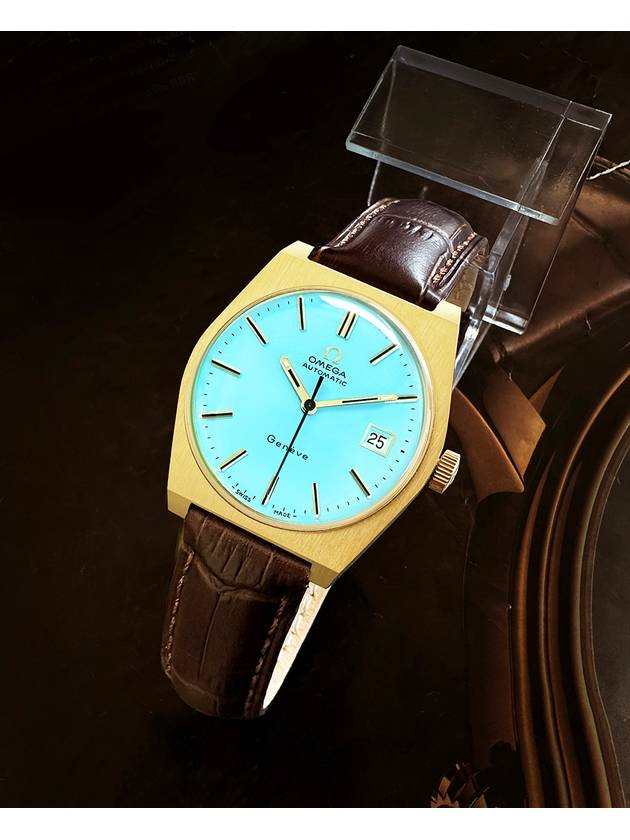 Gen ve 18K GP Cal 1481 Rare Sky Blue Men s Leather Watch - OMEGA - BALAAN 4