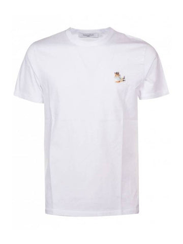 Men's Fox Patch Classic Short Sleeve T-Shirt White - MAISON KITSUNE - BALAAN.
