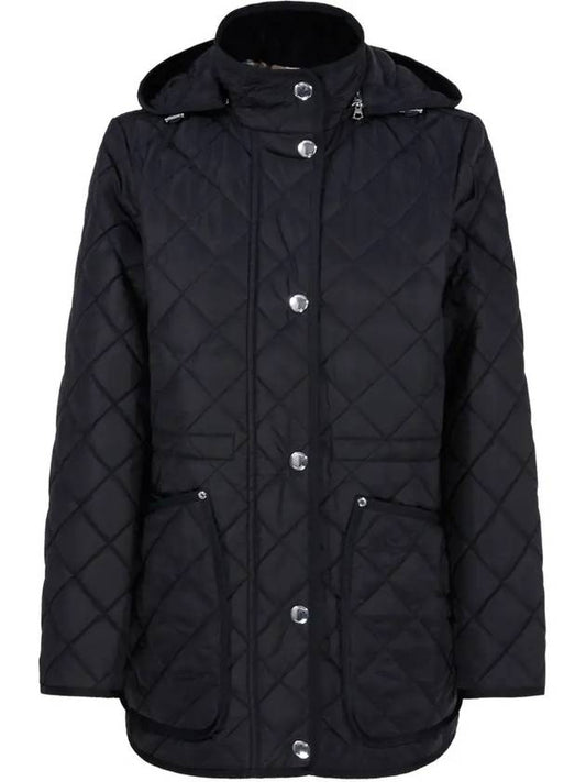 Diamond Quilted Long Nylon Jacket Black - BURBERRY - BALAAN 2