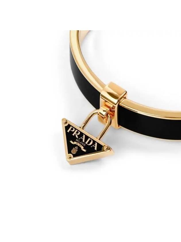 Triangle Logo Plaque Metal Bracelet Black Gold - PRADA - BALAAN 5