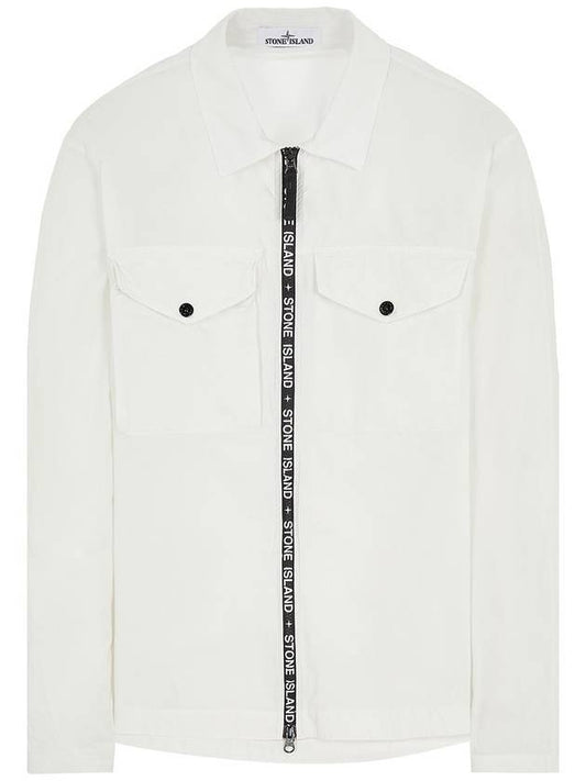 Logo Over Long Sleeve Shirt White - STONE ISLAND - BALAAN 1