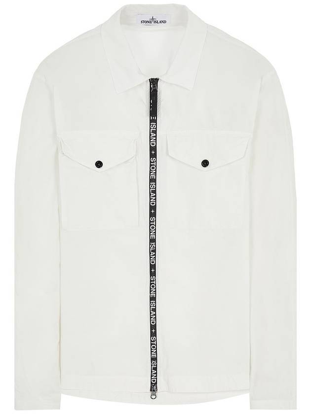 Two Pocket Logo Zip-up Long Sleeved Shirt White - STONE ISLAND - BALAAN 1