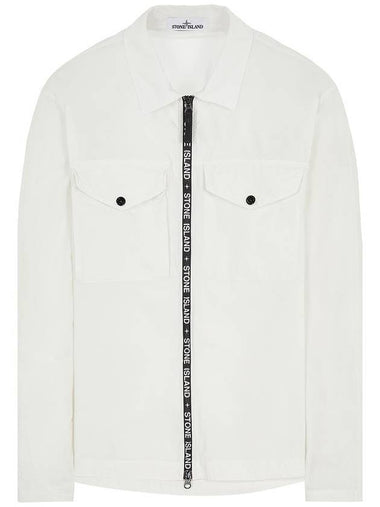 Two Pocket Logo Zip-up Long Sleeved Shirt White - STONE ISLAND - BALAAN 1