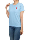 Women's Small Heart Waffen Short Sleeve T-Shirt P1 T271 1 Blue - COMME DES GARCONS PLAY - BALAAN 5