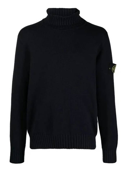 Wappen Patch Loose Fit Cotton Turtleneck Navy - STONE ISLAND - BALAAN 2