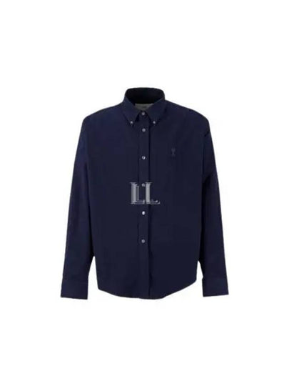 De Coeur Boxy Fit Long Sleeve Shirt Navy - AMI - BALAAN 2