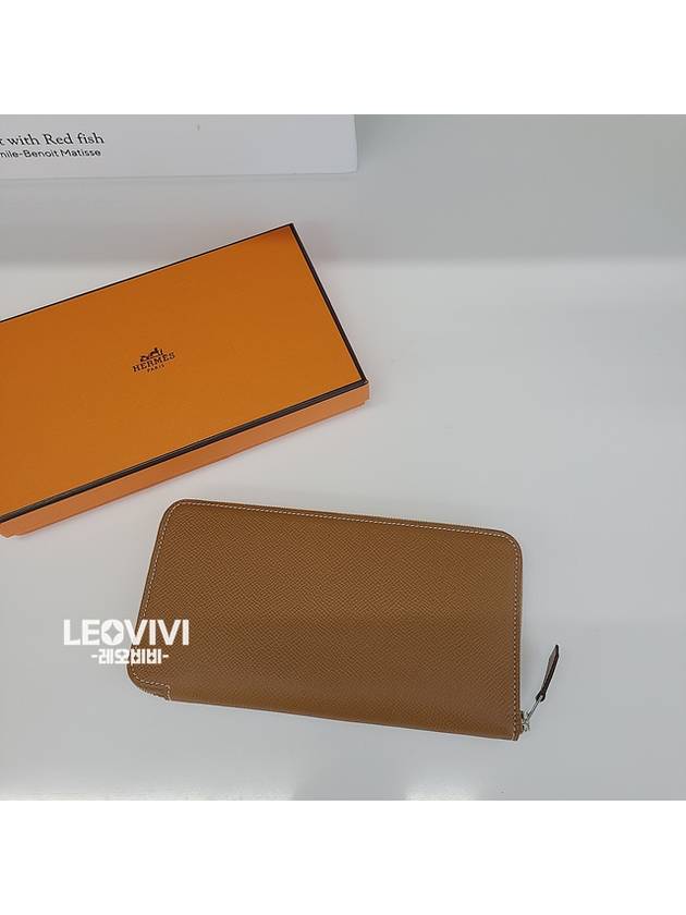 Silk'In Zipper Long Wallet Brown - HERMES - BALAAN 3