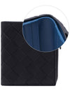 Intrecciato Bifold Calfskin Half Wallet Blue Black - BOTTEGA VENETA - BALAAN 3