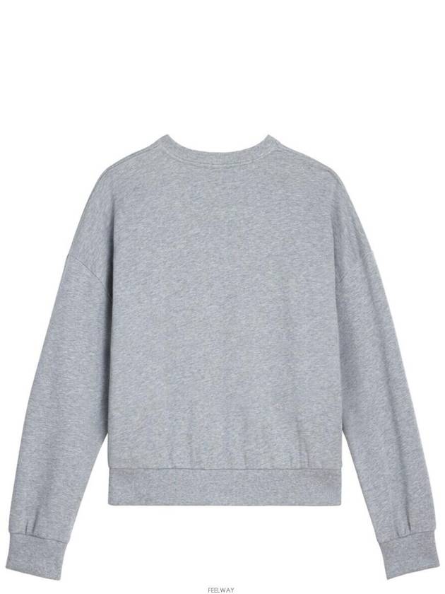 Logo Electric Blue Print Cotton Fleece Oversized Sweatshirt Grey Melange - CELINE - BALAAN 5