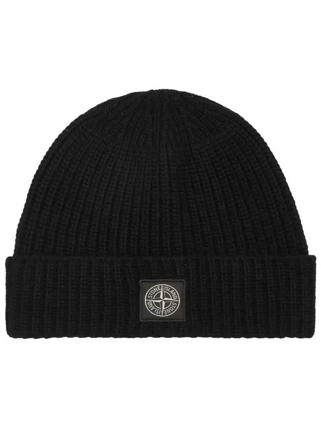 Wappen Patch Wool Beanie Black - STONE ISLAND - BALAAN 3