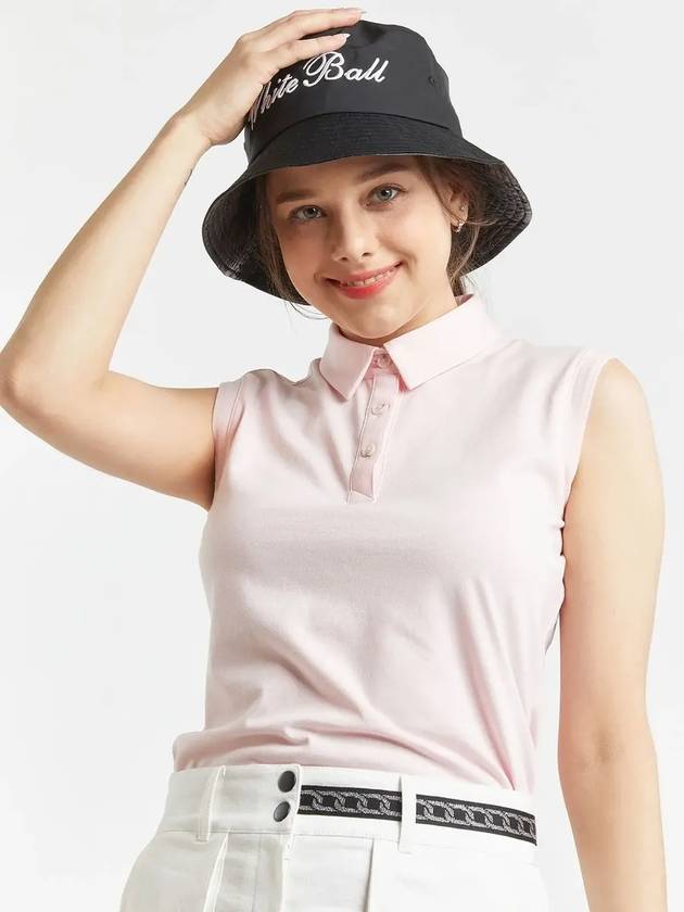 Golf Wear C P Lecture Basic Sleeveless T-Shirt PINK - WHITEBALL - BALAAN 2