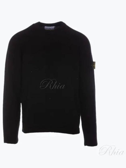 Crew Neck Wool Knit Top Black - STONE ISLAND - BALAAN 2