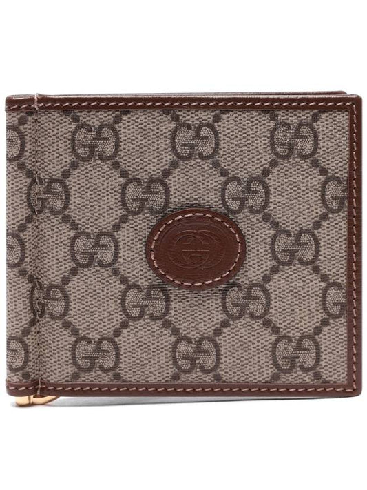 GG Supreme Interlocking Money Clip Half Wallet Brown - GUCCI - BALAAN 2