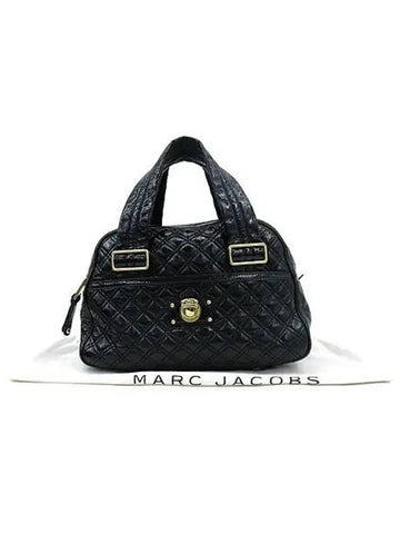 Black patent quilted gold logo lock decoration tote bag - MARC JACOBS - BALAAN 1