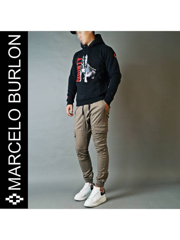 Men's County Red Logo Cotton Hoodie Black - MARCELO BURLON - BALAAN 2