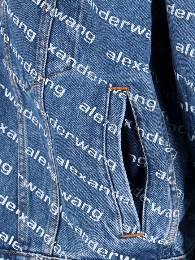 Women's Logo Print Trucker Denim Jacket Blue - ALEXANDER WANG - BALAAN 5