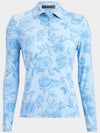 Peony Sketch Silky Tech Nylon Long Sleeve Polo Blue - G/FORE - BALAAN 2