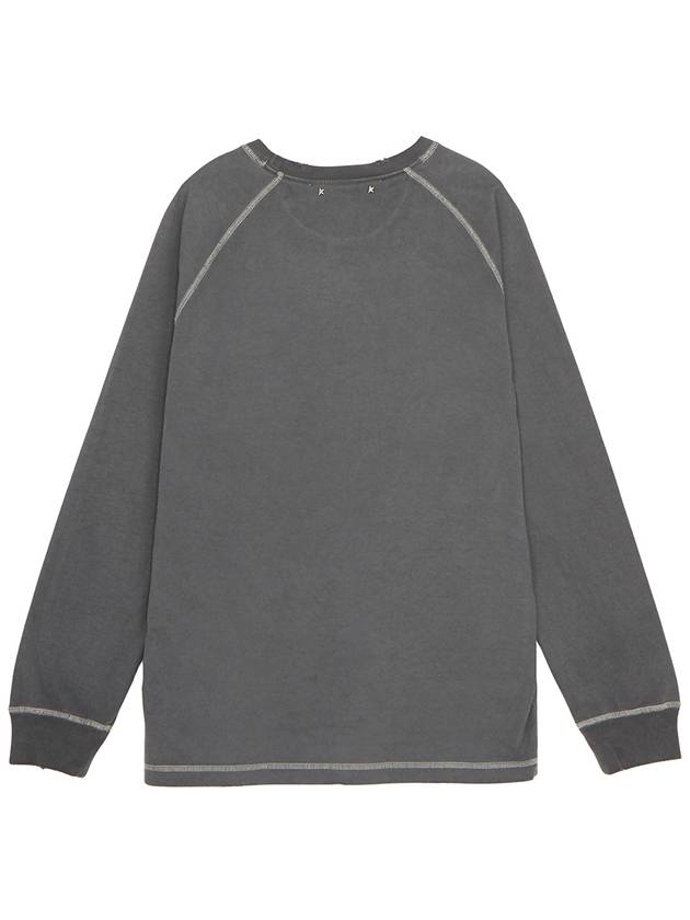 Embroidery Lettering Cotton Long Sleeve T-Shirt Anthracite - GOLDEN GOOSE - BALAAN 3