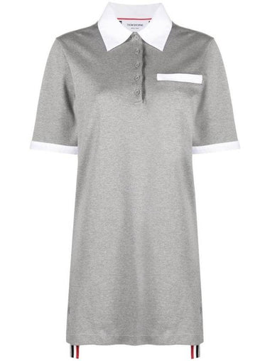 Heavy Jersey Oxford Trim Polo Short Dress Grey - THOM BROWNE - BALAAN 1