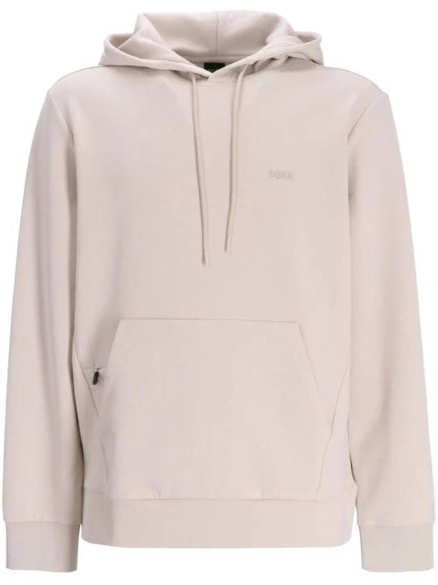 Logo Soody Stretch Cotton Hoodie Light Beige - HUGO BOSS - BALAAN 1