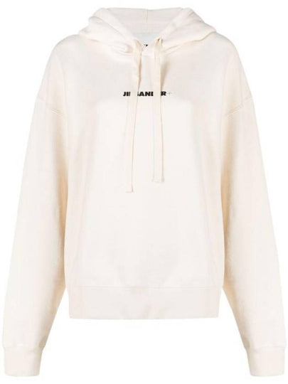 Logo Print Cotton Hoodie Cream - JIL SANDER - BALAAN 2