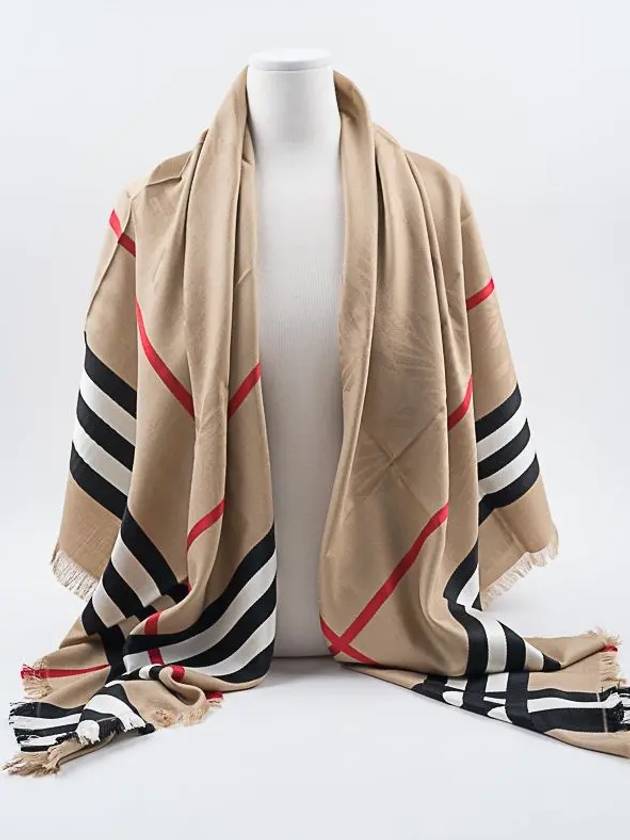 Montage Print Large Square Silk Wool Scarf Beige - BURBERRY - BALAAN 2