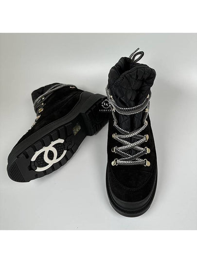 CC Logo Down Winter Ankle Boots Black 38 G36826 - CHANEL - BALAAN 2