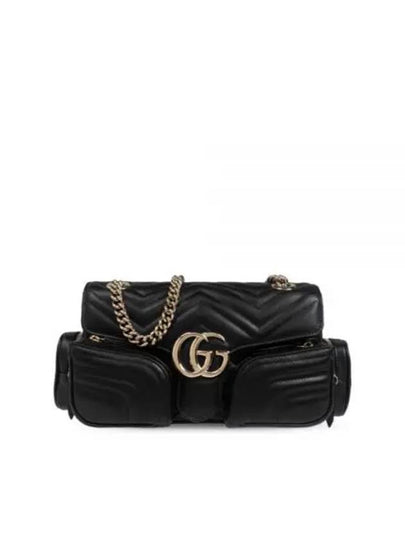 GG Marmont Small Multi Pocket Leather Shoulder Bag Black - GUCCI - BALAAN 2