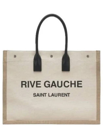 Large Rive Gauche Canvas Tote Bag Beige Handbag - SAINT LAURENT - BALAAN 1