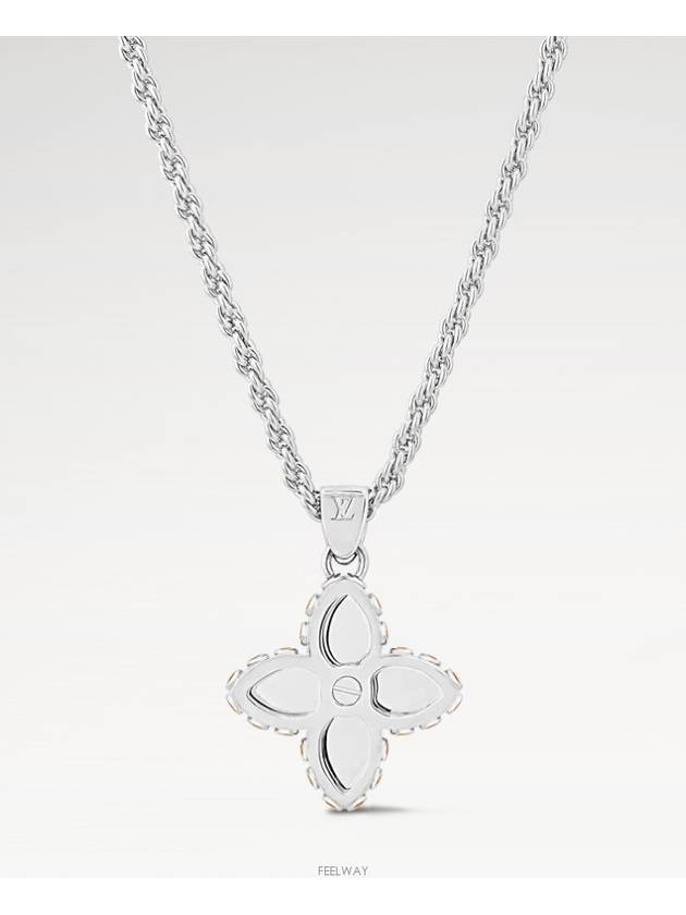 LV Flower Studs Pendant Necklace Silver - LOUIS VUITTON - BALAAN 3