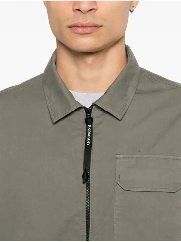 Oversized Organic Gabardine Long Sleeve Shirt Green - CP COMPANY - BALAAN 7